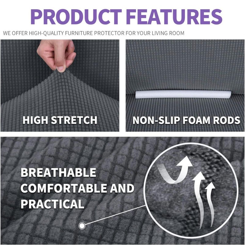 ZNSAYOTX Stretch Oversized Couch Cover Universal Sofa Covers for Living Room Dogs Pet Furniture Protector Spandex Extra Large Sofa Slipcovers with Anti Slip Foam Sticks (Dark Grey, XL Sofa) - Image 4